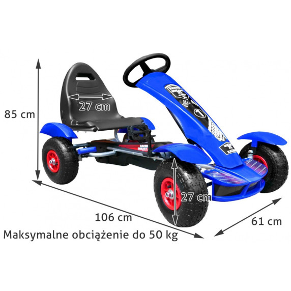 Kart cu roți pneumatice - Big Go Kart - albastru