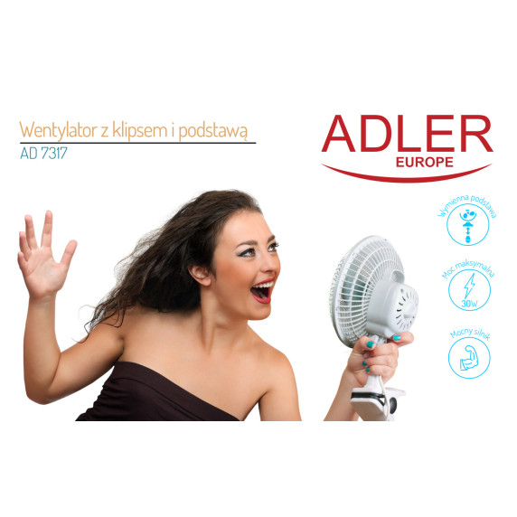 Ventilator de masă cu clemă și suport 15 cm - Adler AD 7317