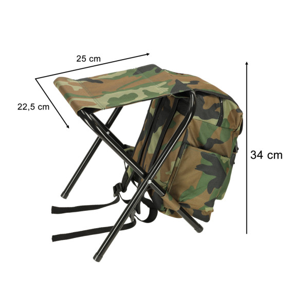 Scaun pliabil de camping cu rucsac 2 in 1 - camuflaj