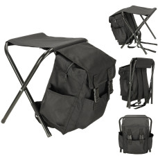 Scaun pliabil de camping cu rucsac 2 în 1 - negru 