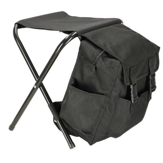 Scaun pliabil de camping cu rucsac 2 în 1 - negru