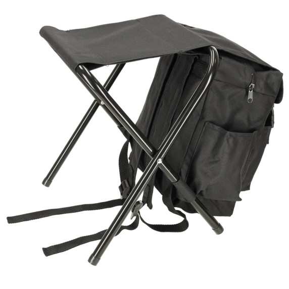 Scaun pliabil de camping cu rucsac 2 în 1 - negru