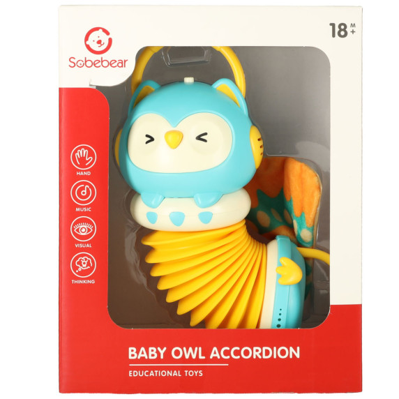 Acordeon pentru copii - bufniță - Inlea4Fun BABY OWL ACCORDION - albastru