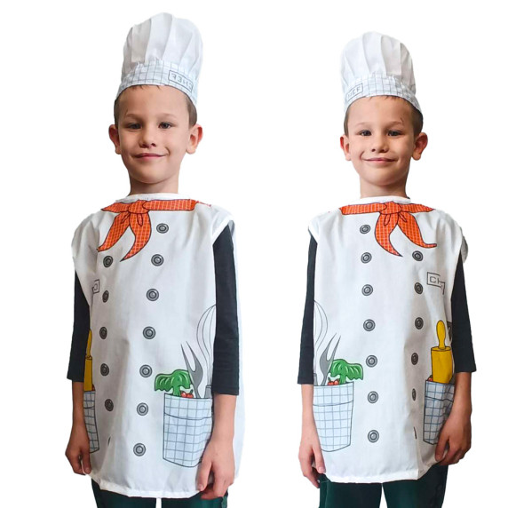 Costum de bucătar pentru copii cu vârsta cuprinsă între 3-8 ani