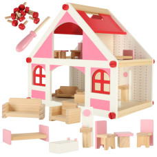 Casa de papusi din lemn 36cm - alb/roz Preview