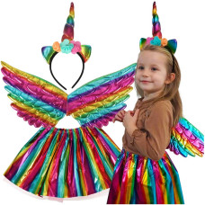 Costum pentru copii - fustă cu aripi și bentiță unicorn - Inlea4Fun - multicolor Preview
