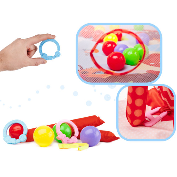 Covoraș de joacă educativ cu bile colorate 3 în 1-  Inlea4Fun Activity Gym & Ball Pit - vulpe