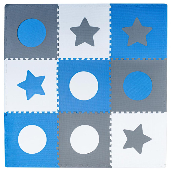 Covoraș puzzle din spumă 9 piese - Inlea4Fun - gri-albastru