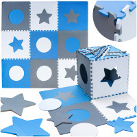 Covoraș puzzle din spumă 9 piese - Inlea4Fun - gri-albastru 