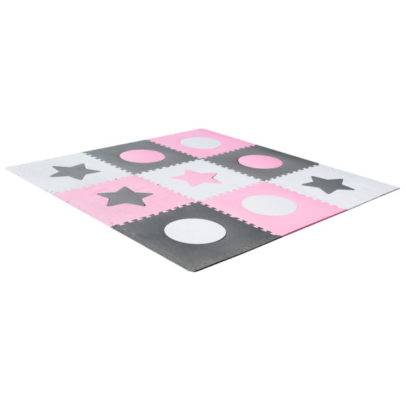 Covoraș puzzle din spumă 9 piese - Inlea4Fun - gri/roz