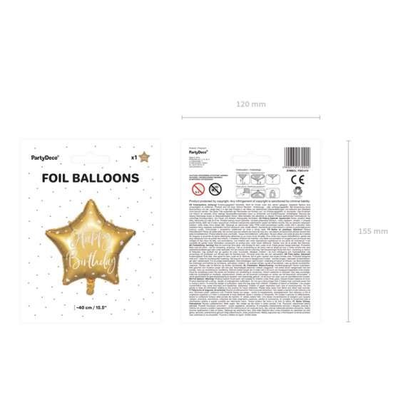 Balon folie în formă de stea - 40cm -  auriu