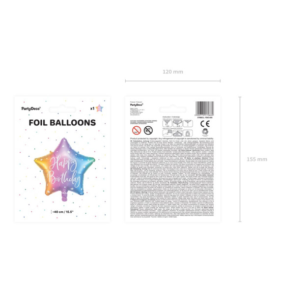 Balon folie în formă de stea - 40cm - multicolor