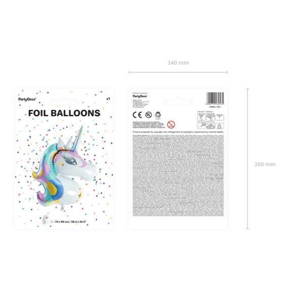 Balon folie în formă unicorn - 73cm x 90cm