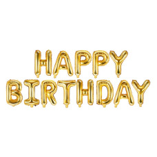 Balon din folie - Happy Birthday - 340 cm x 35 cm - auriu 
