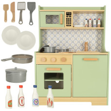 Bucătărie pentru copii din lemn 65 cm - Inlea4Fun - menta Preview