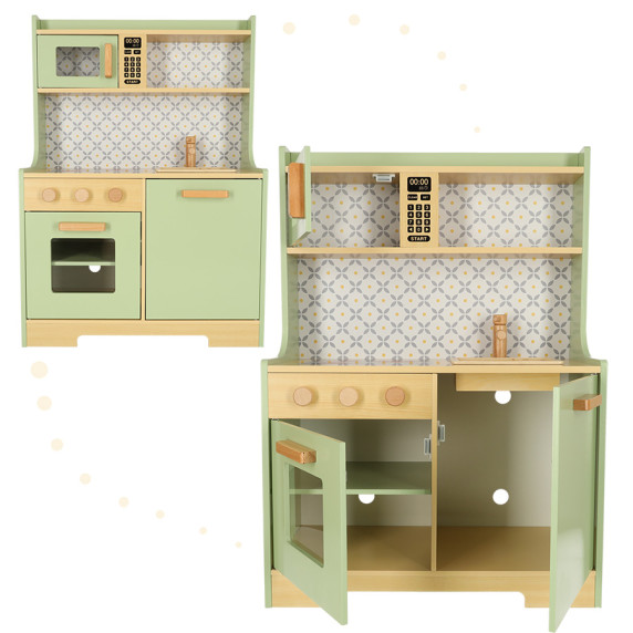 Bucătărie pentru copii din lemn 65 cm - Inlea4Fun - menta