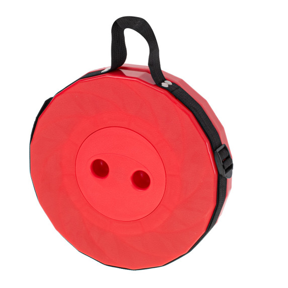 Scaun rotund telescopic pentru camping - roșu/negru