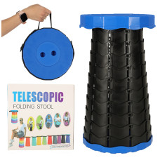 Scaun rotund telescopic pentru camping - albastru/negru Preview