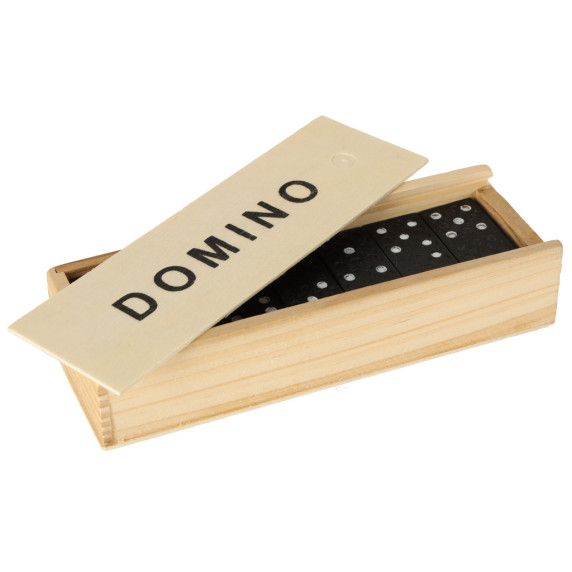 Joc de societate Domino în cutie de lemn