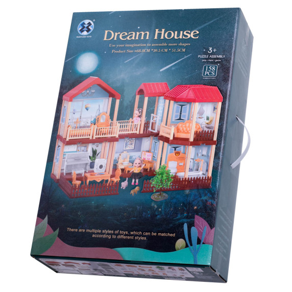 Casă de păpuși cu accesorii 158 elemente - DREAM HOUSE