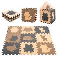 Covoraș puzzle din spumă pentru copii -  9elemente - Inlea4Fun - animale de pădure 