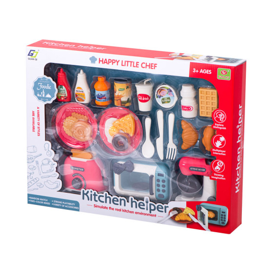 Set aparate bucătărie pentru copii - blender, toaster si cuptor cu microunde și accesorii - Inlea4Fun KITCHEN HELPER 