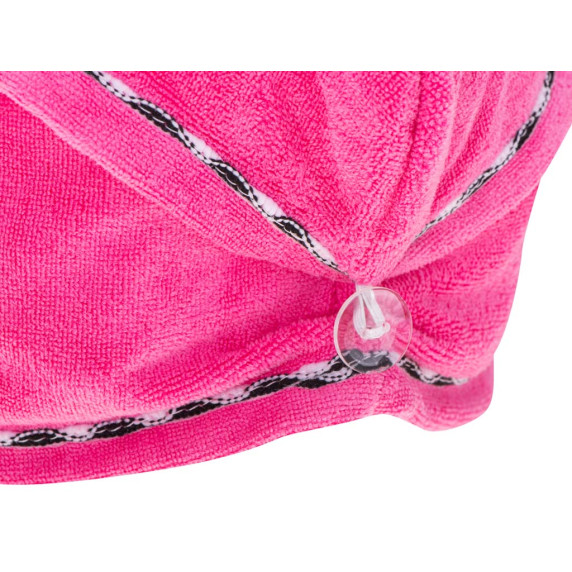 Prosop pentru uscarea părului, tip Turban, din microfibră - roz