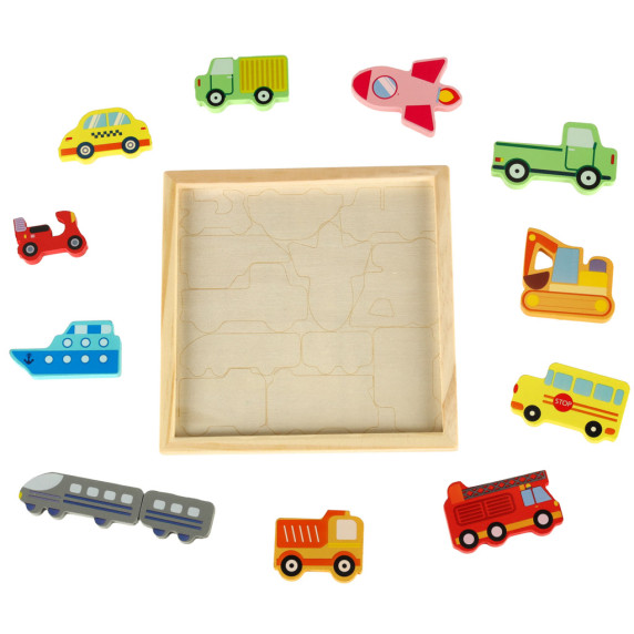 Puzzle din lemn - vehicule - 12 piese - Inlea4Fun