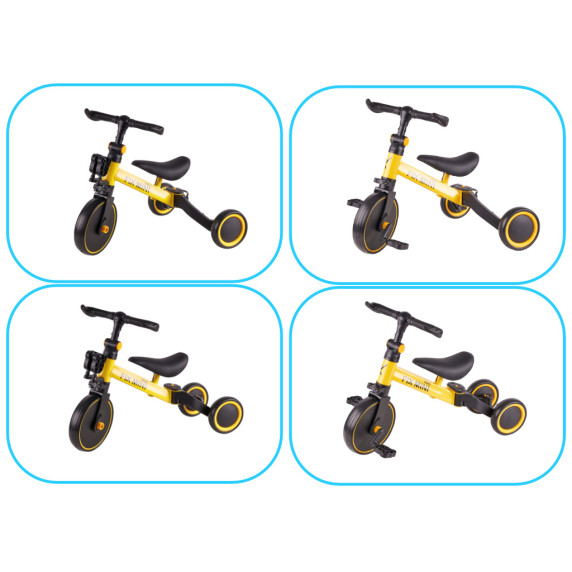 Tricicletă 3 în 1 cu pedale - Trike Fix Mini - galben