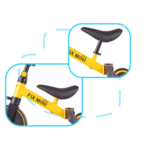 Tricicletă 3 în 1 cu pedale - Trike Fix Mini - galben
