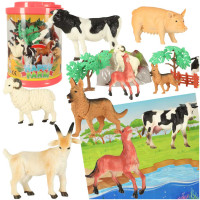 Set 7 figurine de animale de fermă cu saltea și accesorii - Inlea4Fun HAPPY FARM 
