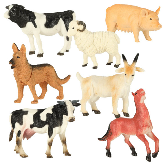 Set 7 figurine de animale de fermă cu saltea și accesorii - Inlea4Fun HAPPY FARM