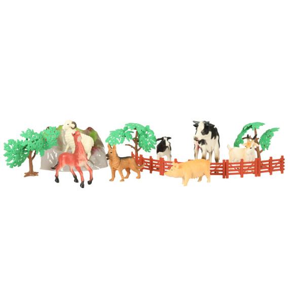 Set 7 figurine de animale de fermă cu saltea și accesorii - Inlea4Fun HAPPY FARM