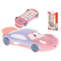 Mașină de jucărie interactivă cu butoane și proiector - Inlea4Fun MOBILE LEARNING - roz 