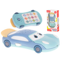 Mașină de jucărie interactivă cu butoane și proiector - Inlea4Fun MOBILE LEARNING - albastru 
