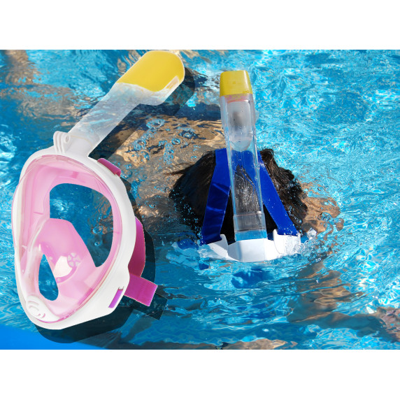Mască de snorkeling pliabilă complet S/M - roz