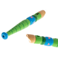 Flaut din lemn pentru copii 20 cm - albastru/ verde  