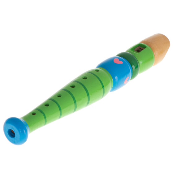 Flaut din lemn pentru copii 20 cm - albastru/ verde 