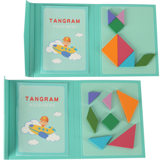 Joc puzzle magnetic cu blocuri de tangram 3D