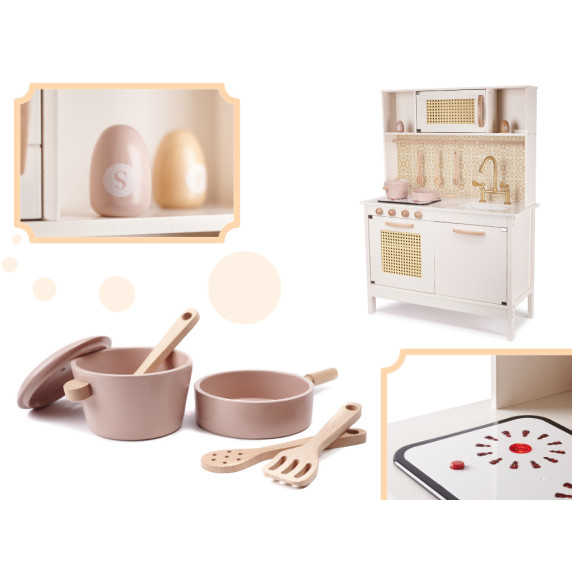 Bucătărie din lemn pentru copii cu accesorii - BOHO