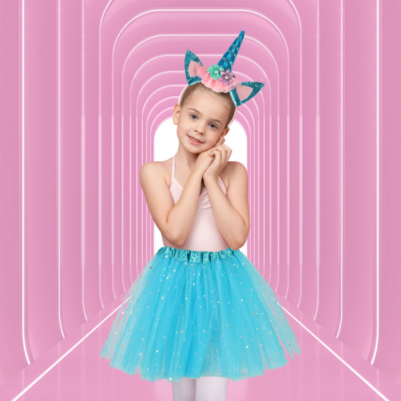 Costum pentru copii - fustă cu bentiță unicorn -  Inlea4Fun - albastru