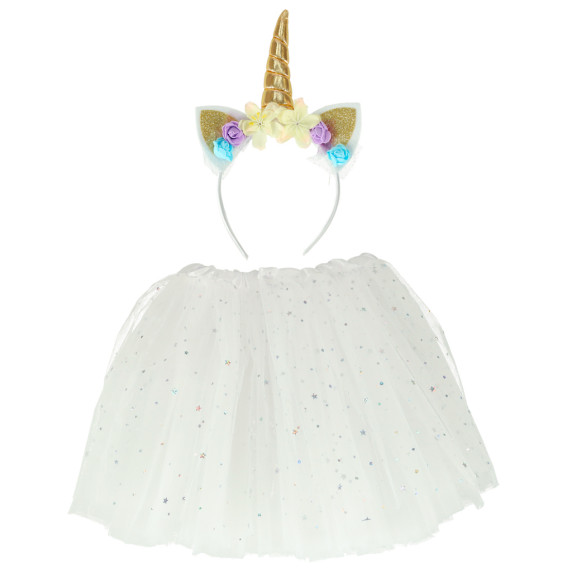 Costum pentru copii - fustă cu bentiță unicorn - Inlea4Fun - alb