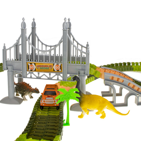Pista de mașini + figurine dinozauri 192 piese - Inlea4Fun PISTE DINOZAURI