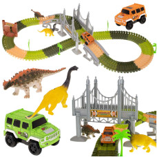 Pista de mașini + figurine dinozauri 192 piese - Inlea4Fun PISTE DINOZAURI 