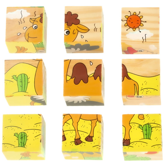 Puzzle educativ din lemn 9 piese - Inlea4Fun-  Safari