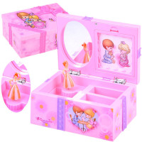 Cutie bijuterii muzicală cu balerină, pentru copii - roz 