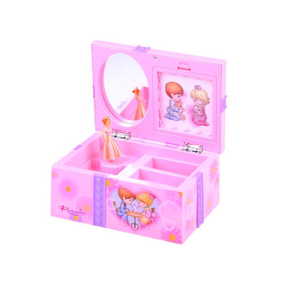 Cutie bijuterii muzicală cu balerină, pentru copii - roz