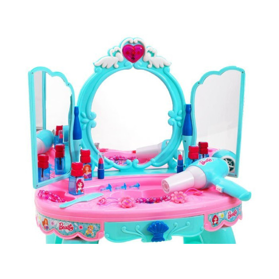 Masă de toaletă pentru copii cu accesorii - Inlea4Fun BEAUTY - turcoaz