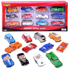 Set mașini retro de jucărie din metal - 12 buc - Inlea4Fun DIECAST METAL Preview