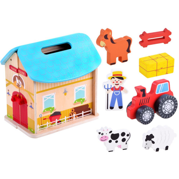 Casă de fermă pliabilă din lemn cu animale - Kids Toyland FARM